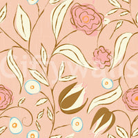 Blush Pink Chintz Floral Wallpaper Vintage Botanical Wallpaper⁠