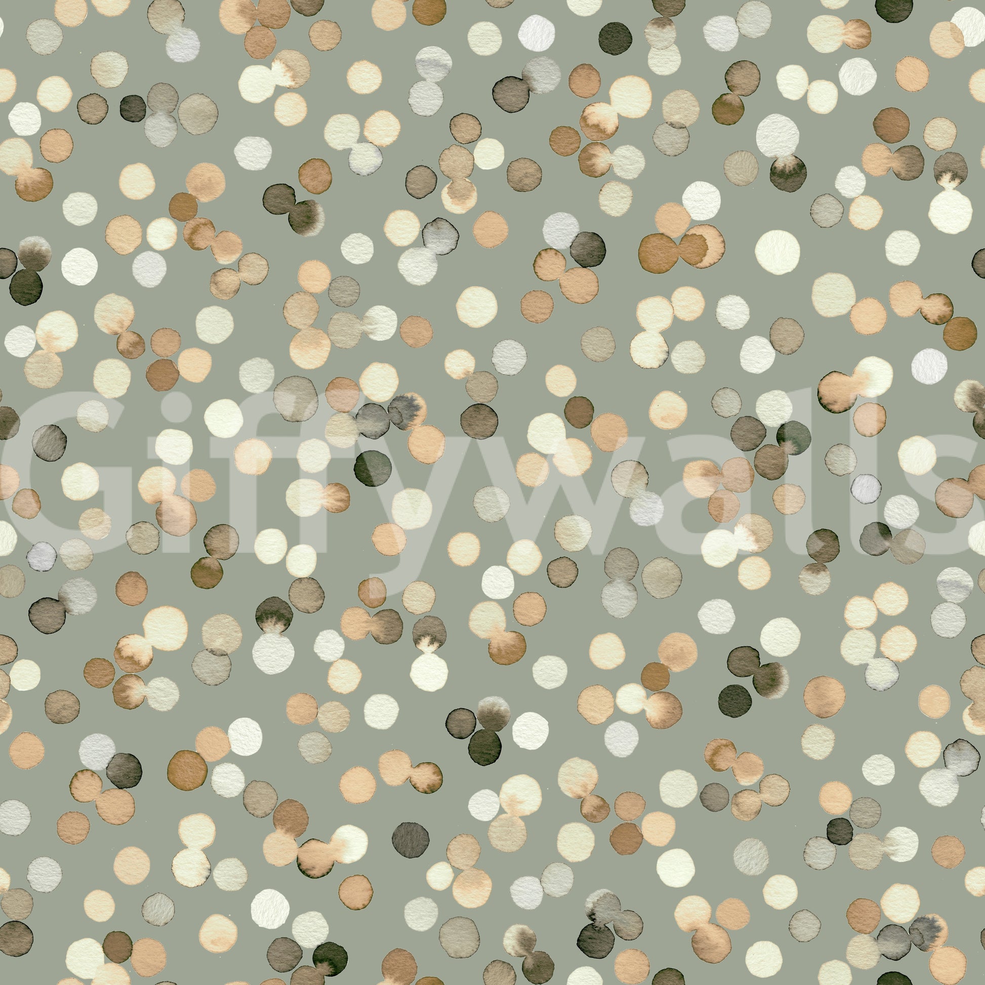 Sage and Sand Watercolor Polka Dots Wallpaper Wallpaper⁠