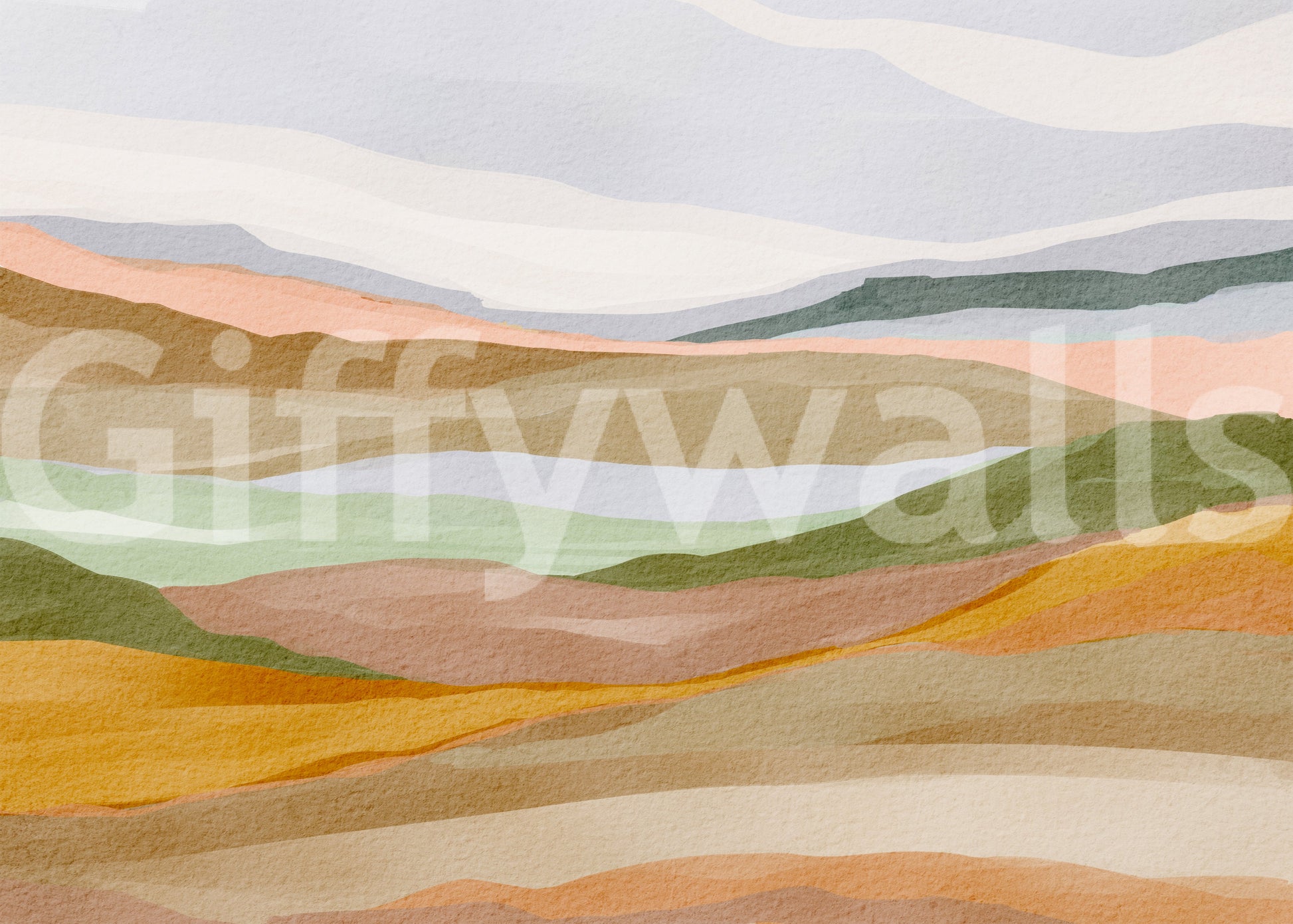 Serene Terracotta and Sage Painted Hills Wallpaper Wall Mural
