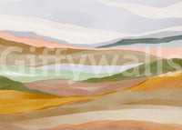 Serene Terracotta and Sage Painted Hills Wallpaper Wall Mural
