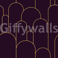 Retro Glamour Plum Noir Arches Wallpaper⁠