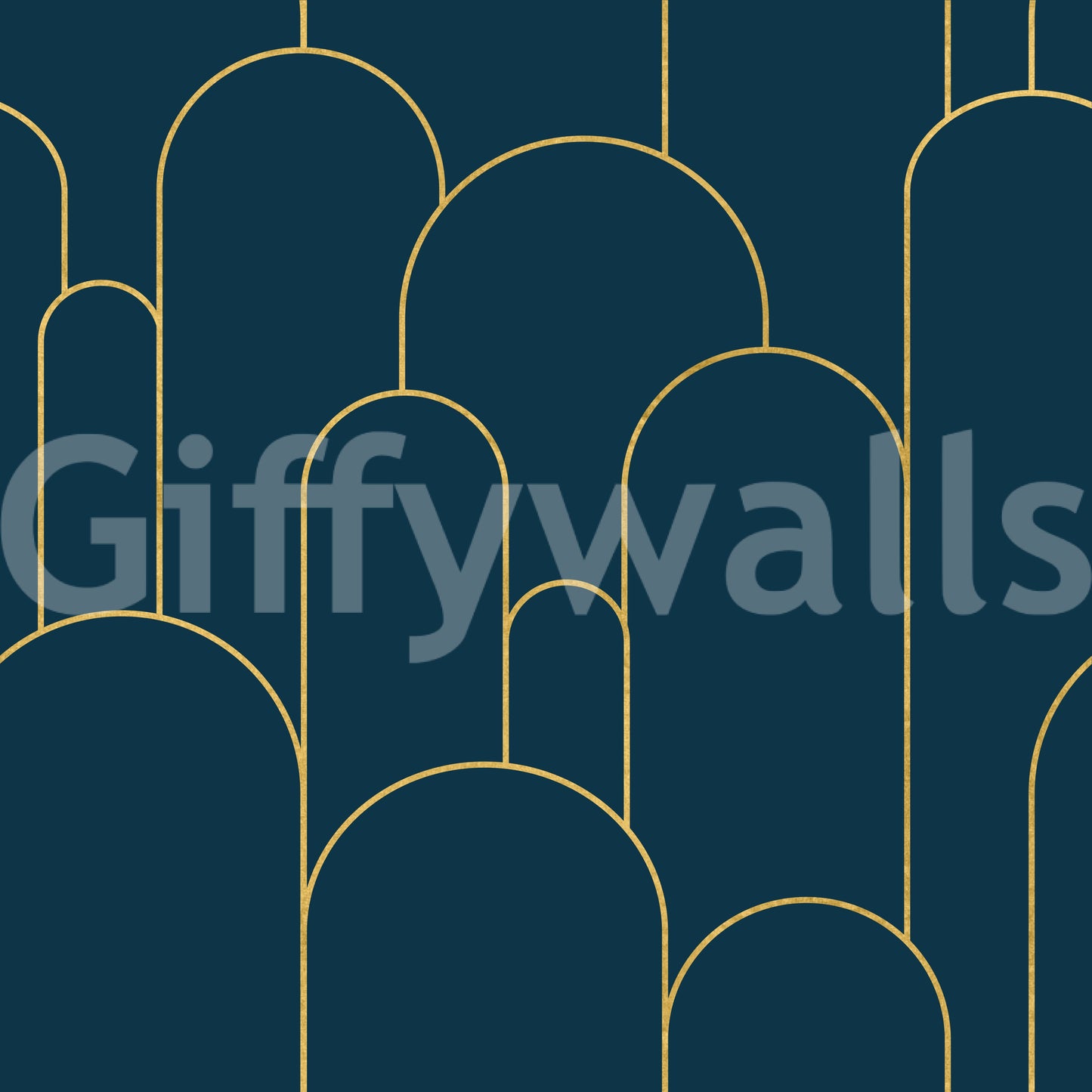 Elegant Navy and Gold Art Deco Wallpaper⁠