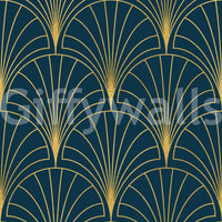 Regal Gatsby Deep Turquoise and Gold Wallpaper⁠