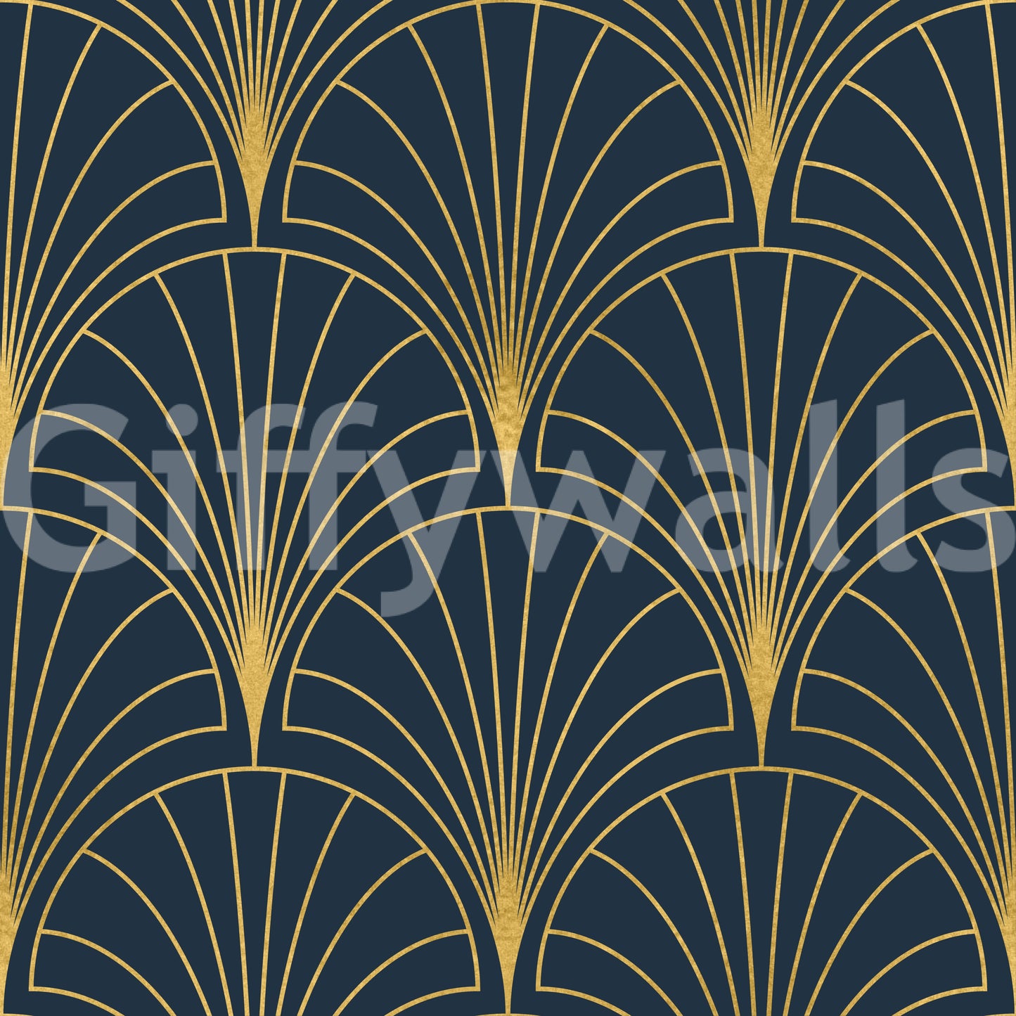 Regal Gatsby Midnight Blue and Gold Wallpaper⁠
