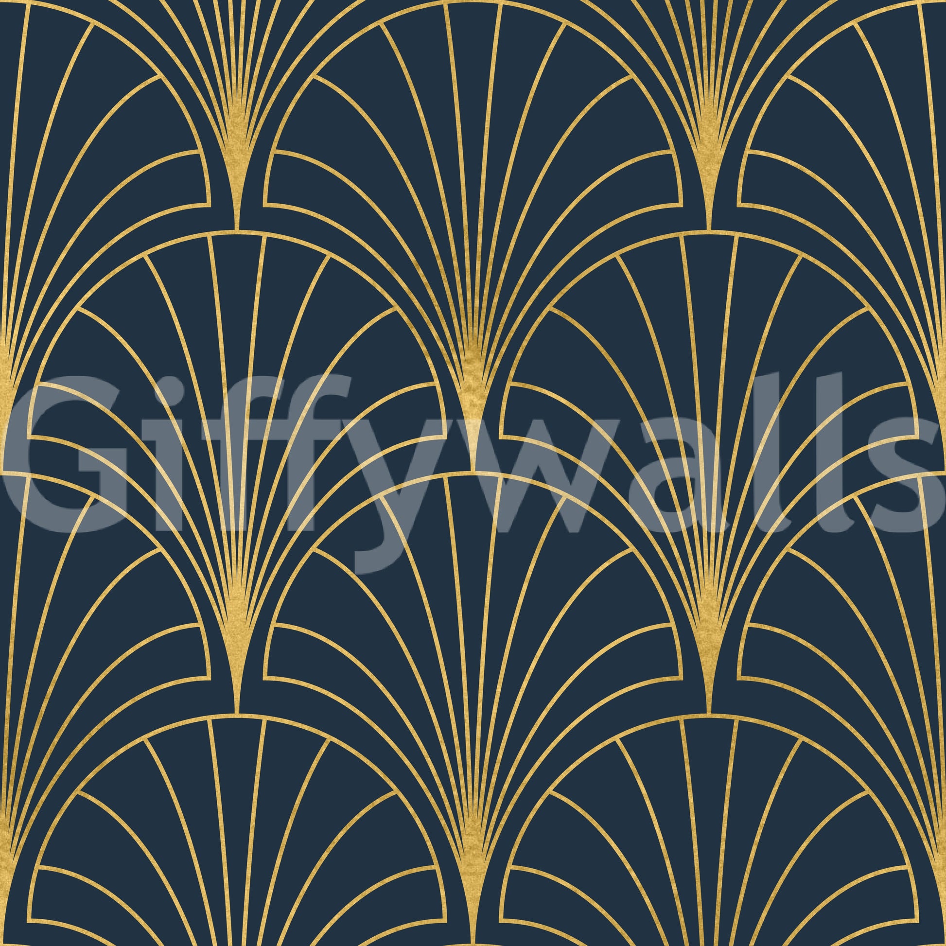 Regal Gatsby Midnight Blue and Gold Wallpaper⁠