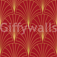 Crimson & Gold Art Deco Fans Wallpaper⁠
