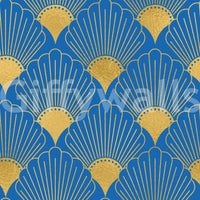 Art Deco Golden Fans Royal Blue Wallpaper Wallpaper⁠