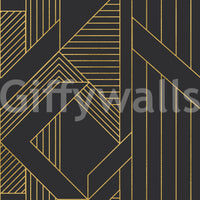 Charcoal and gold geometric wallpaper with angular diamond motifs., GD10636