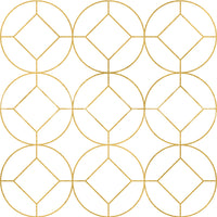 Metallic gold geometric lattice pattern wallpaper on a white background., GD10646