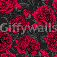 Midnight Crimson Peony Dark Floral Wallpaper Wallpaper⁠