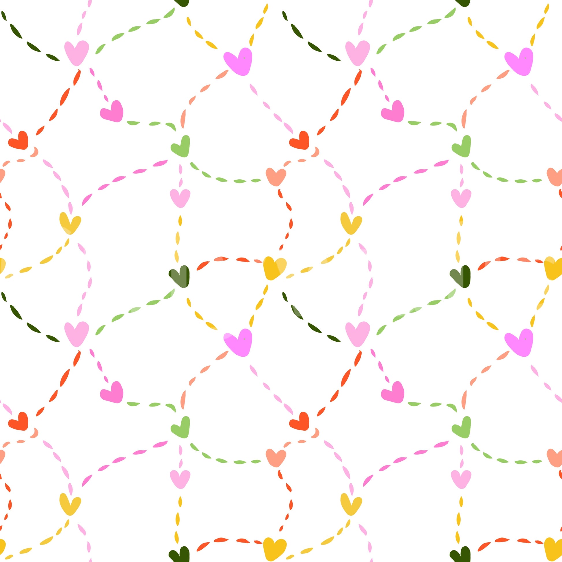 Whimsical Hearts and Dashed Trails Wallpaper⁠