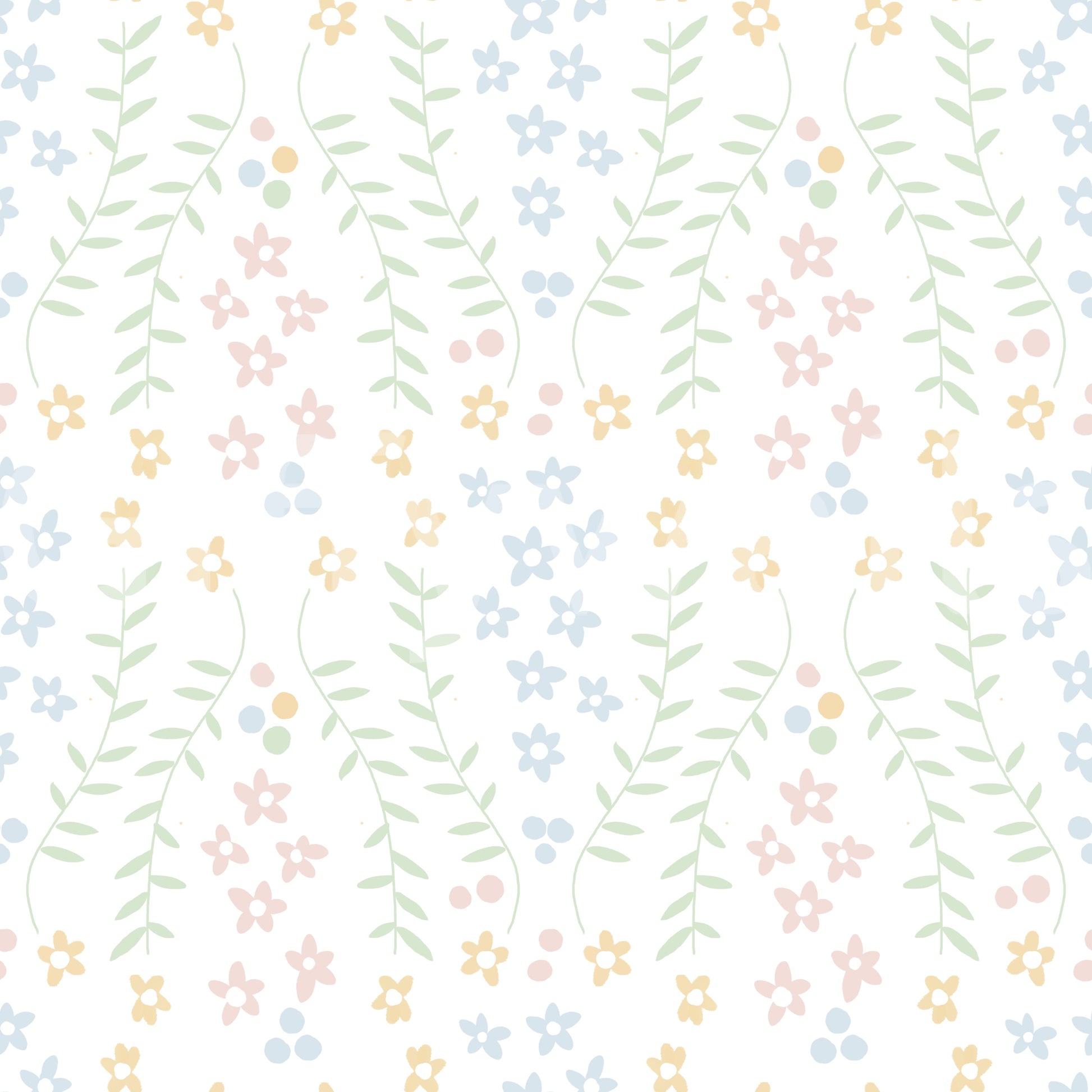 Sweet Scandinavian Floral Vines Wallpaper⁠