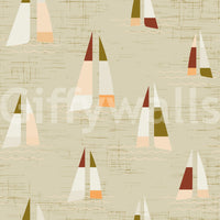 Sand Beige Mid Century Sailboats Wallpaper Wallpaper⁠