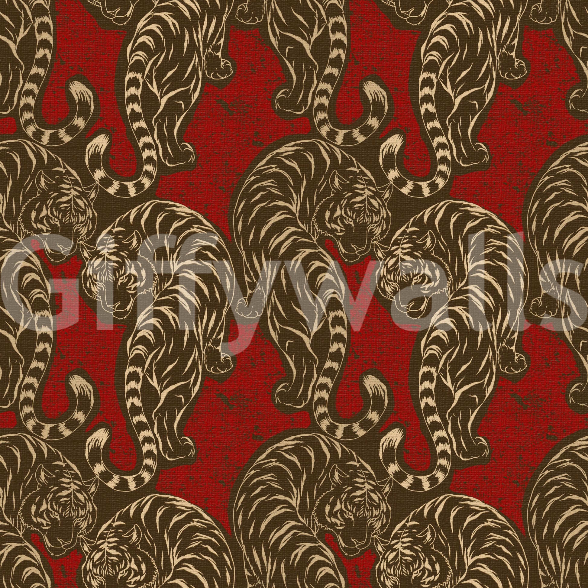 Imperial Crimson Tiger Wall Decor Wallpaper⁠