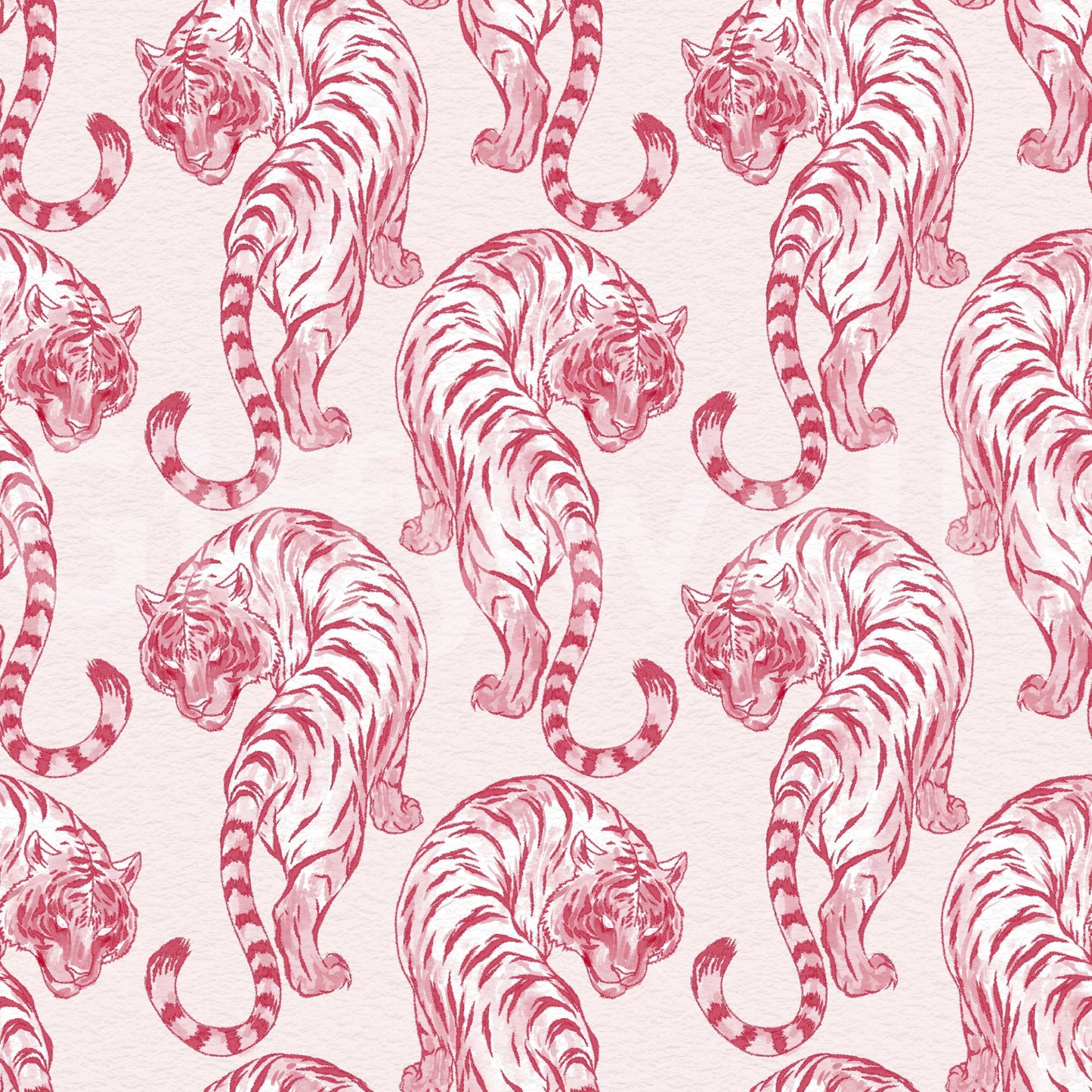 Crimson Tiger Chinoiserie Pattern Wallpaper Wallpaper⁠