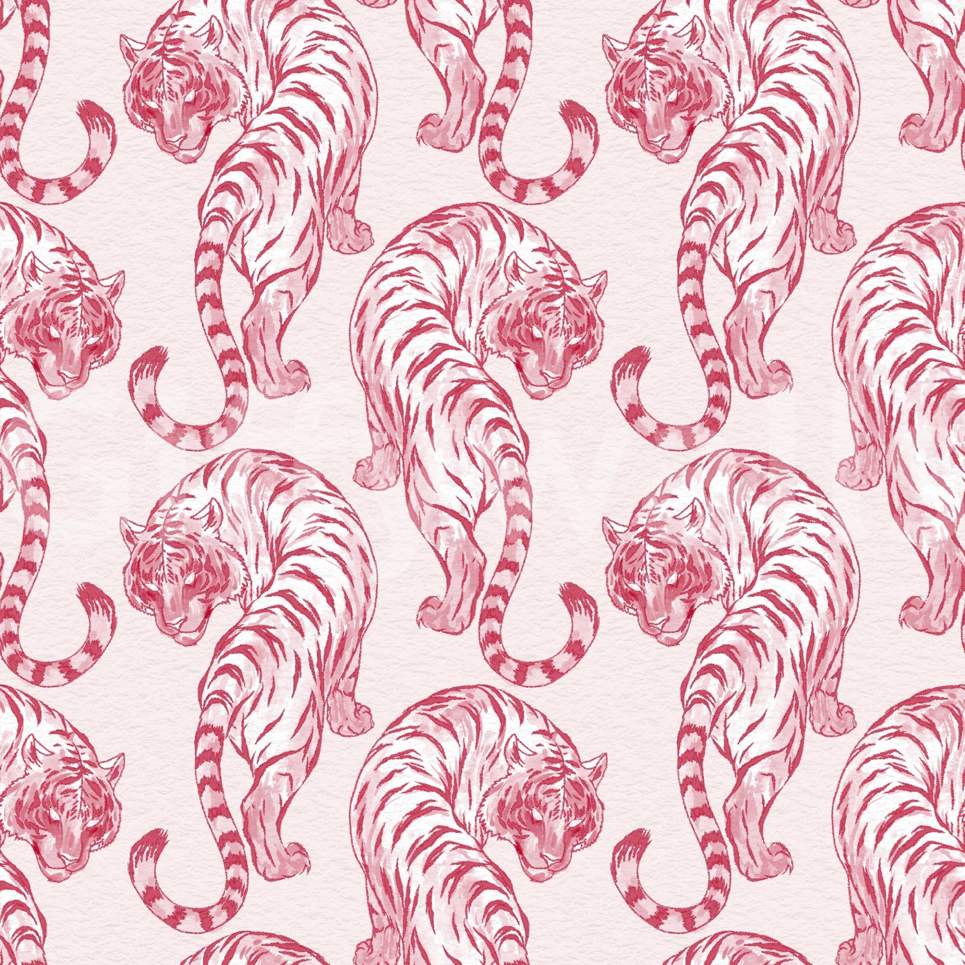 Crimson Tiger Chinoiserie Pattern Wallpaper Wallpaper⁠