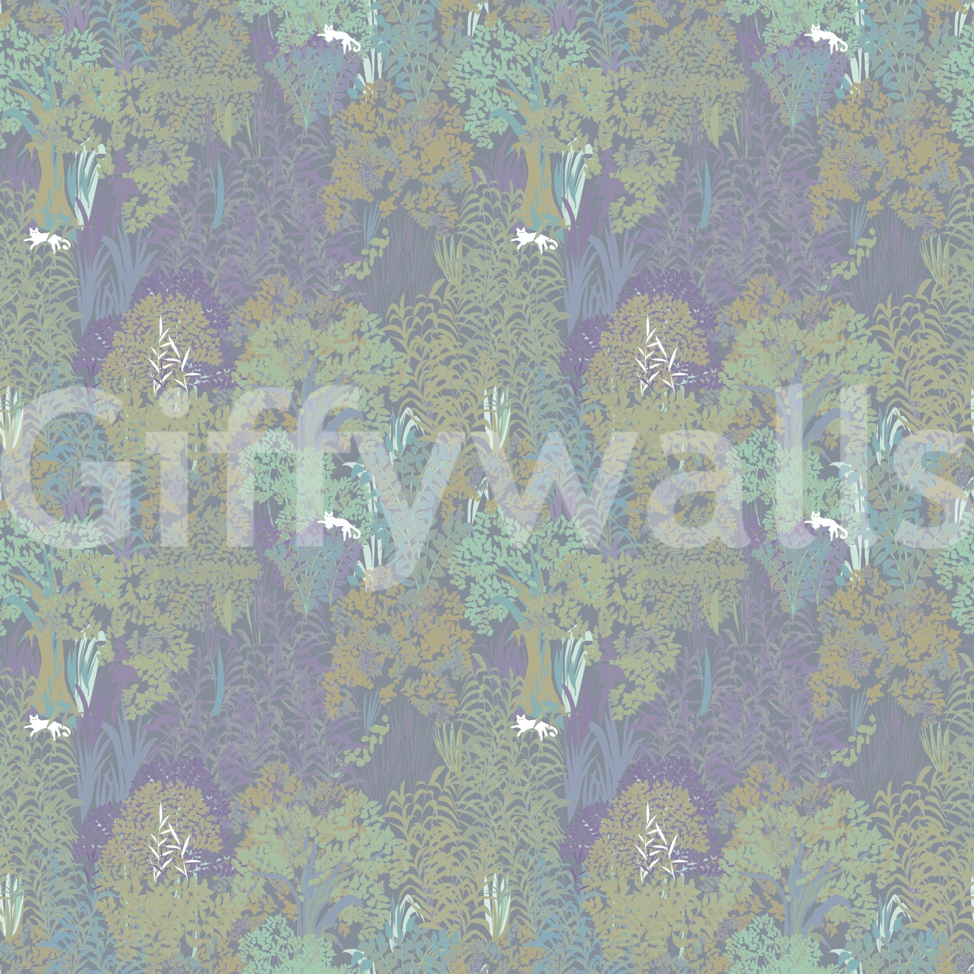 Sage and Lilac Botanical Jungle Tapestry Wallpaper Wallpaper⁠