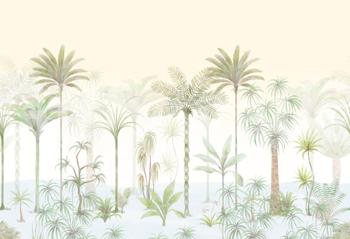 Whispering Palms Watercolor Jungle Mural Wall Mural