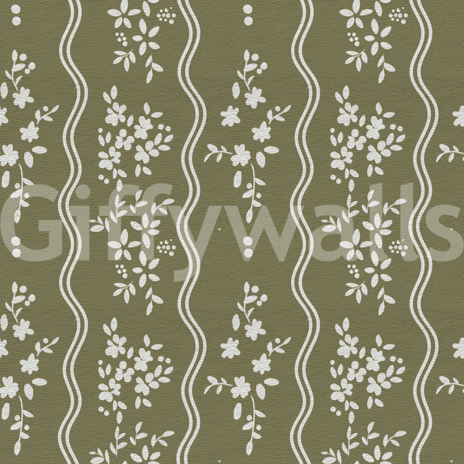 Olive Meadow Wavy Stripe Wallpaper Wallpaper⁠