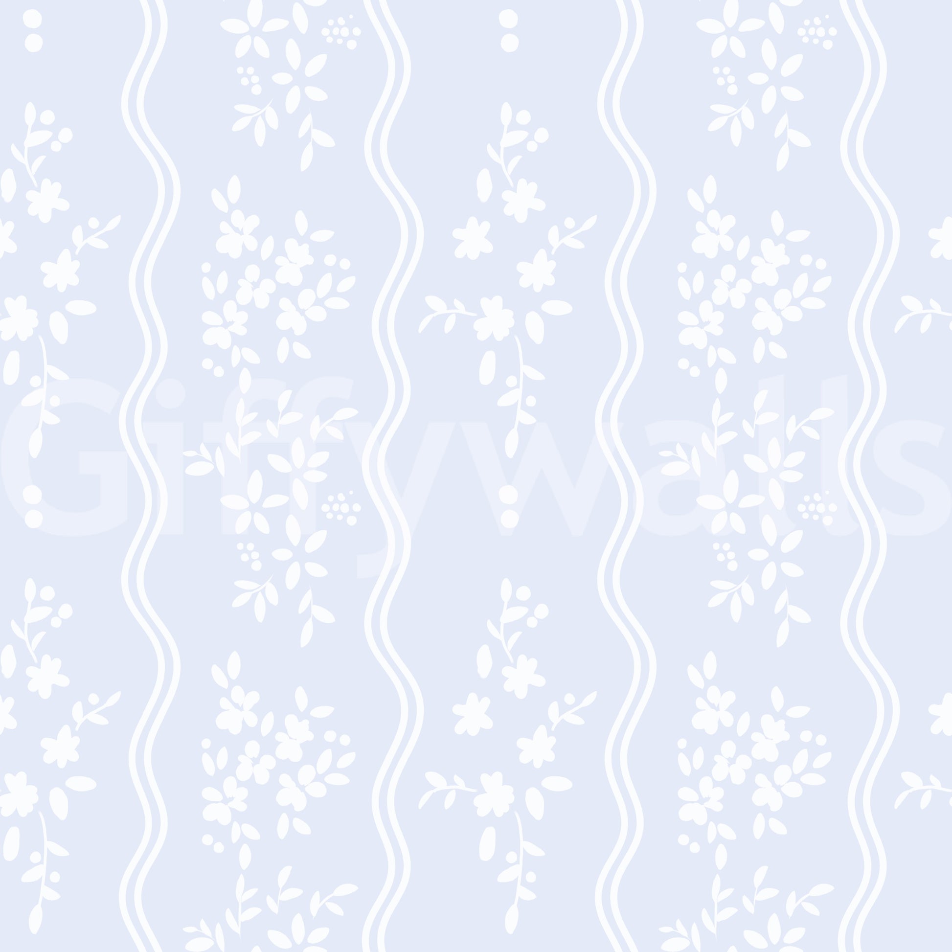 Whispering Meadow Pastel Blue Floral Stripe Wallpaper⁠