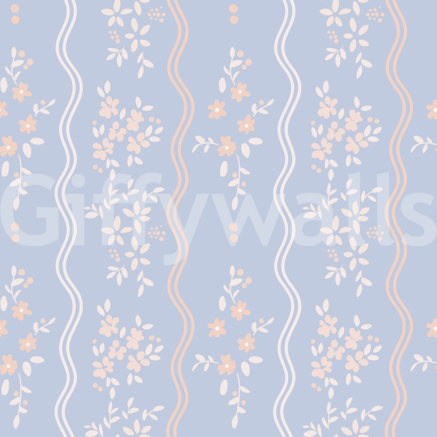 Wavy Stripe and Dainty Wildflower Wallpaper Wallpaper⁠