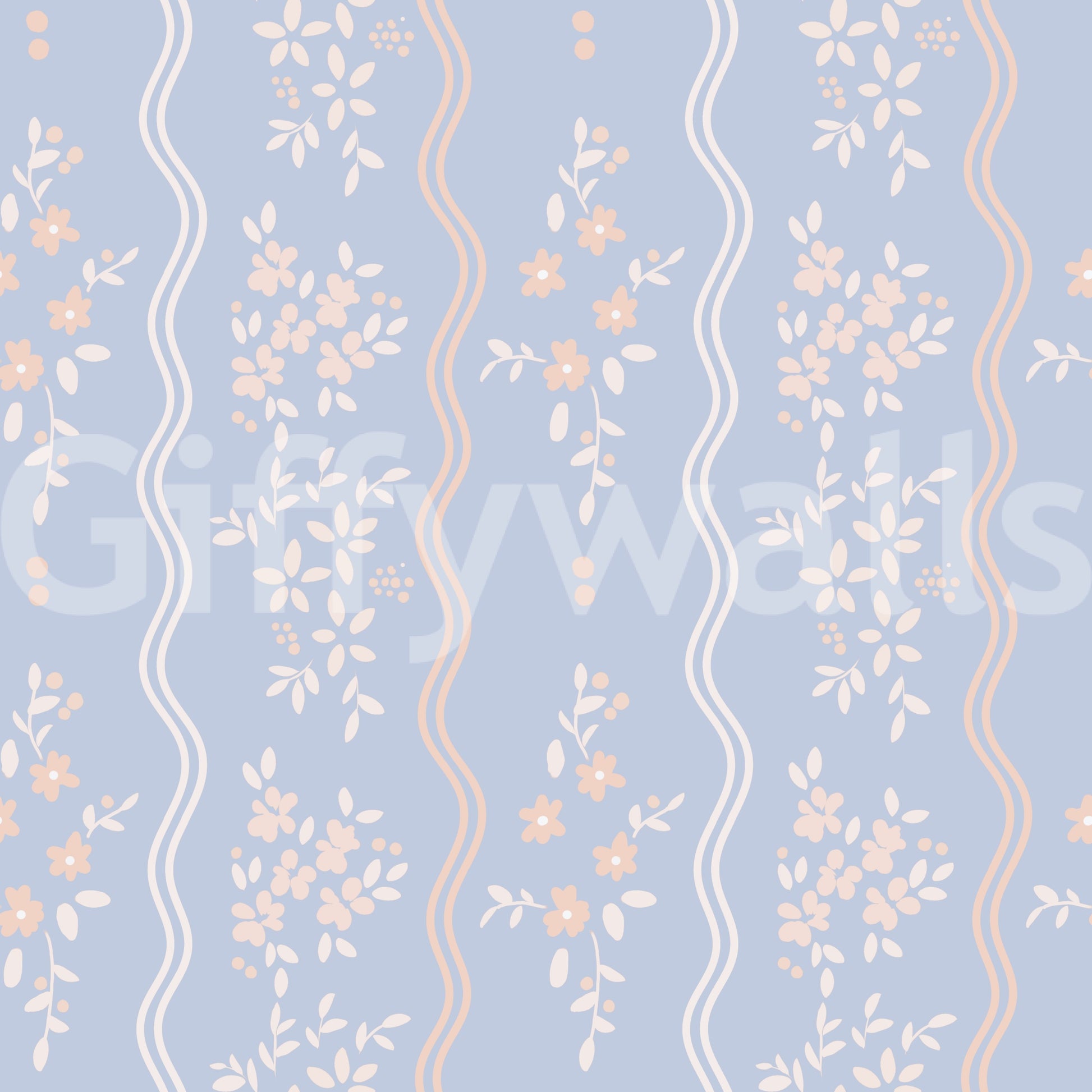 Wavy Stripe and Dainty Wildflower Wallpaper Wallpaper⁠
