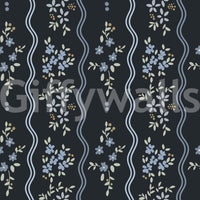 Midnight Meadow Wavy Floral Wallpaper Wallpaper⁠