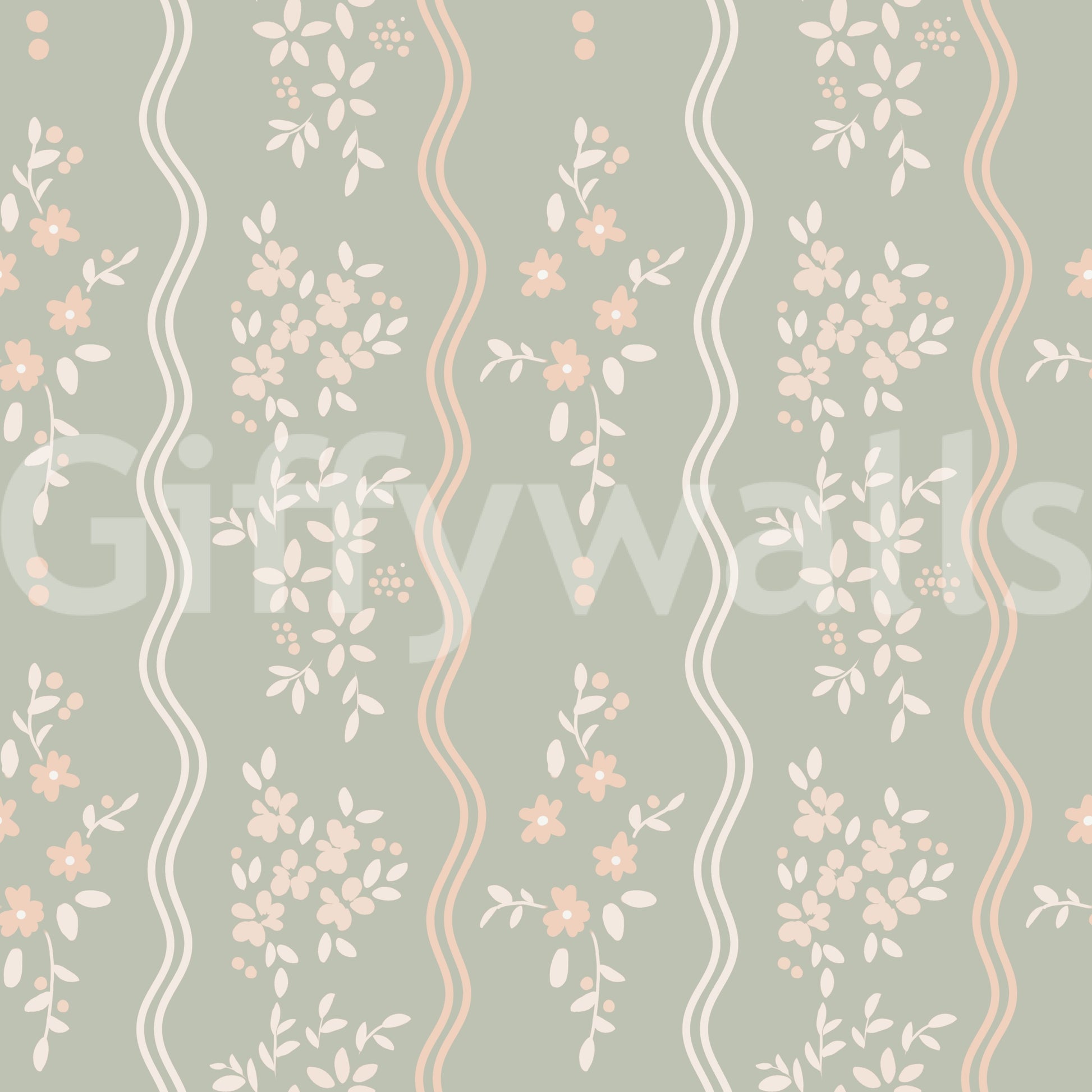 Sweet Sage and Blush Cottage Stripe Wallpaper Wallpaper⁠