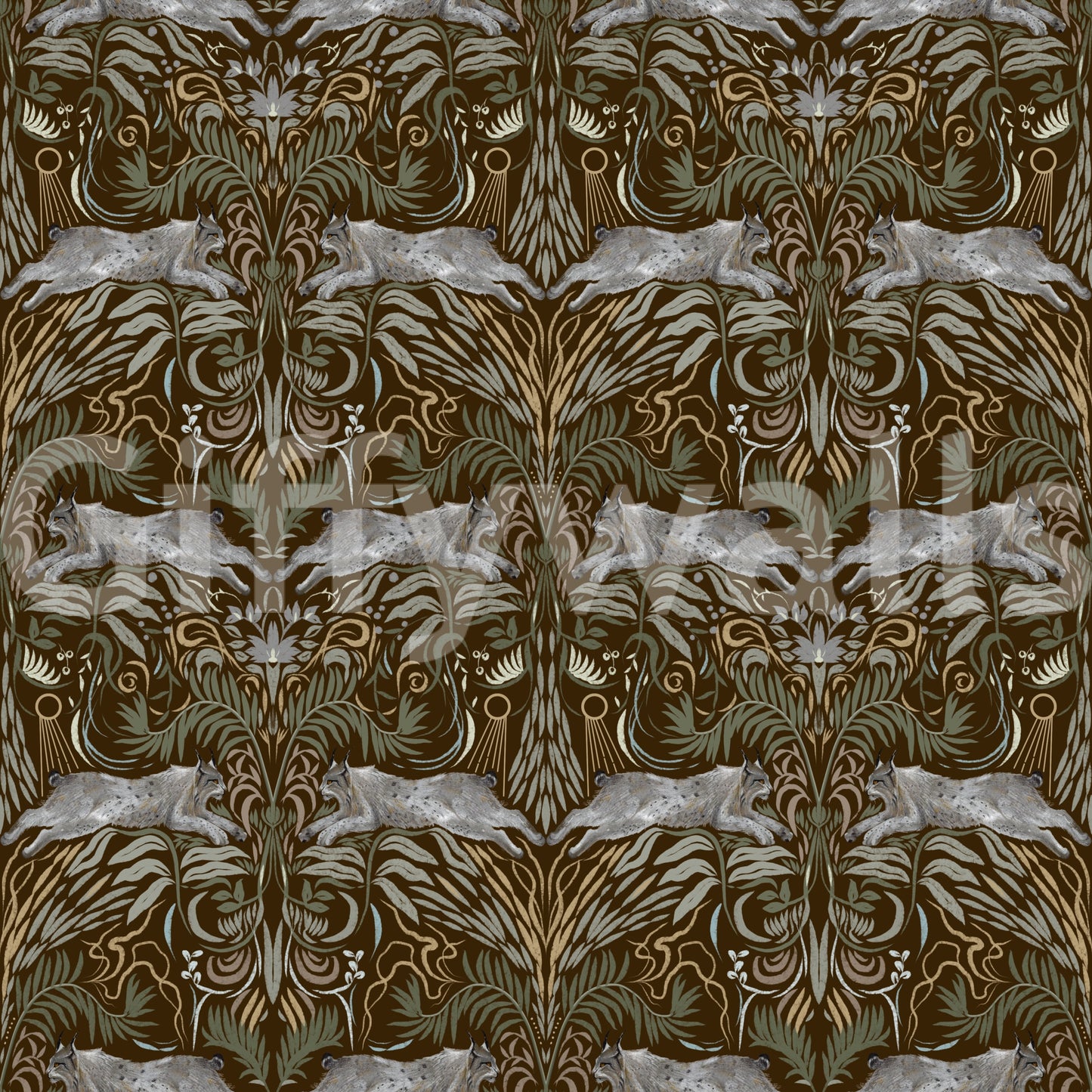 Enchanted Forest Lynx Tapestry Wallpaper Wallpaper⁠