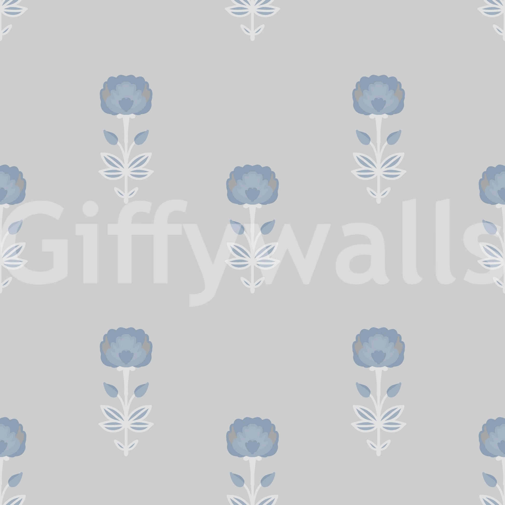 Blue Blossom Indian Block Print Wallpaper Wallpaper⁠