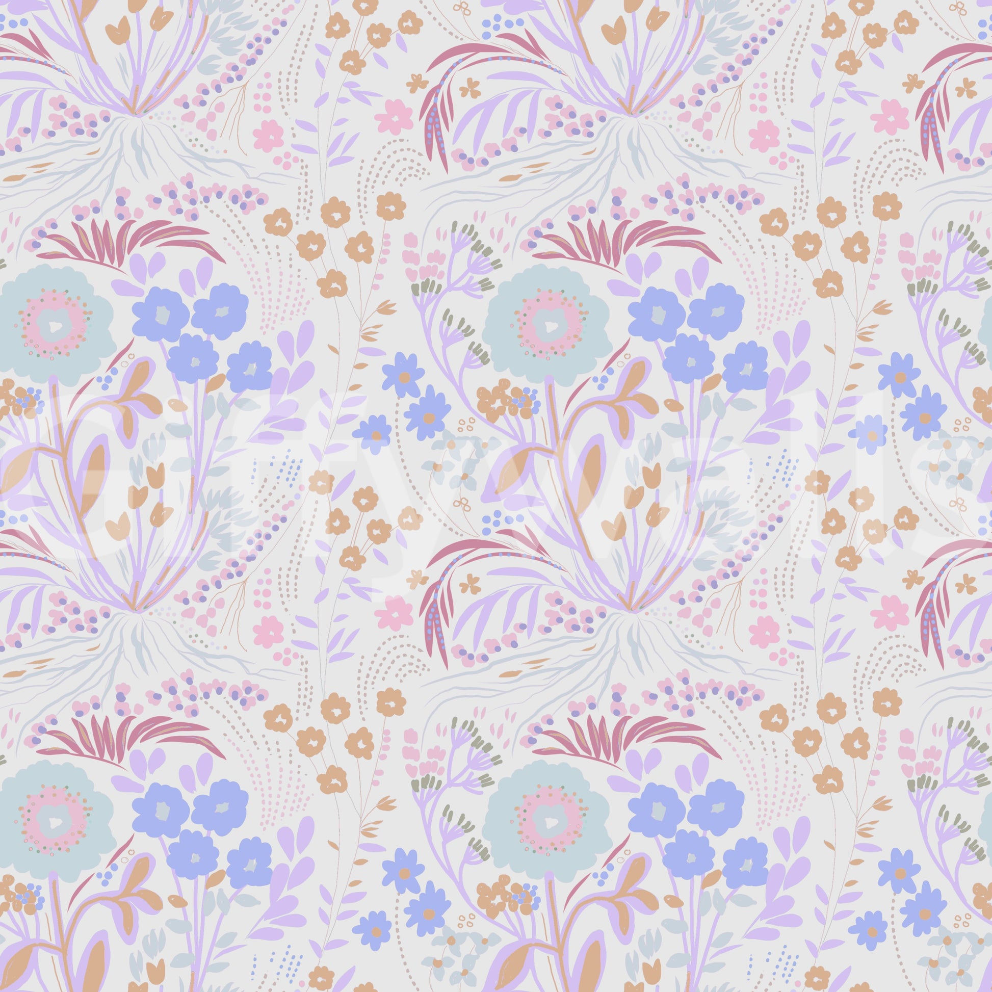 Whimsical Pastel Meadow Floral Wallpaper Wallpaper⁠