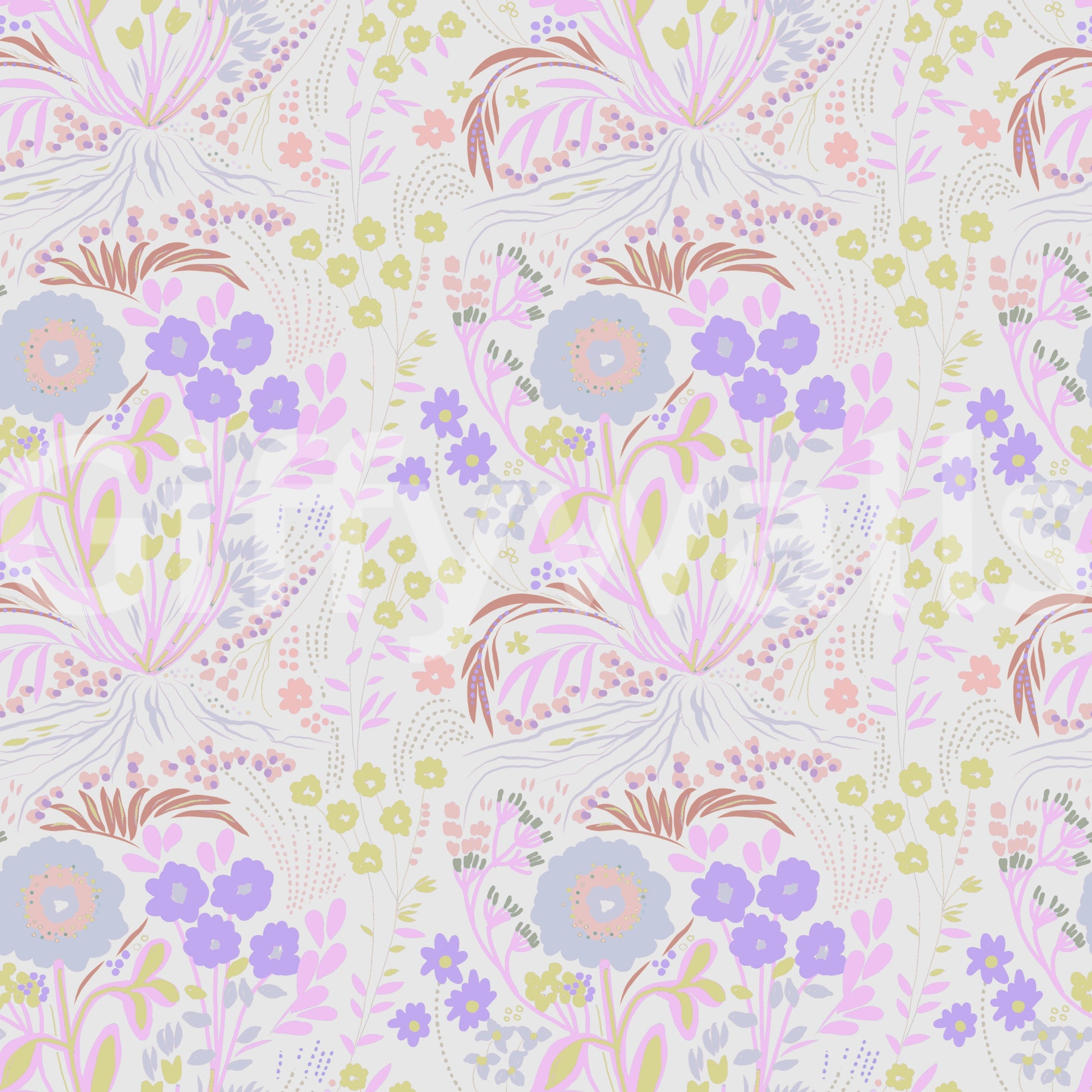 Whimsical Pastel Meadow Floral Wallpaper Wallpaper⁠