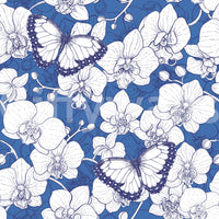 Botanical Orchid Garden with Butterflies Wallpaper⁠