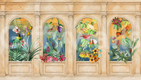 Vintage Archway Tropical Birds Mural Wall Mural
