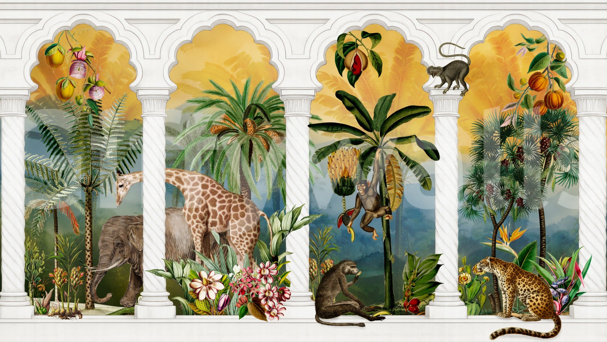 Imperial Arches Tropical Safari Wall Mural Wall Mural