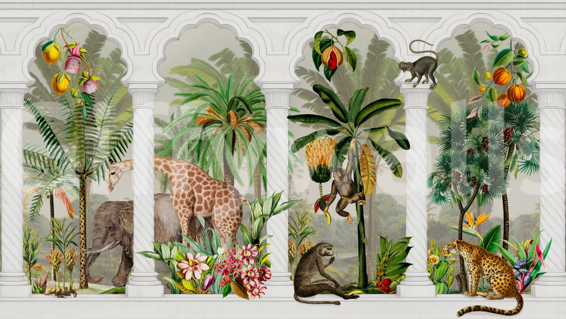 Imperial Archway Tropical Safari Mural Wall Mural