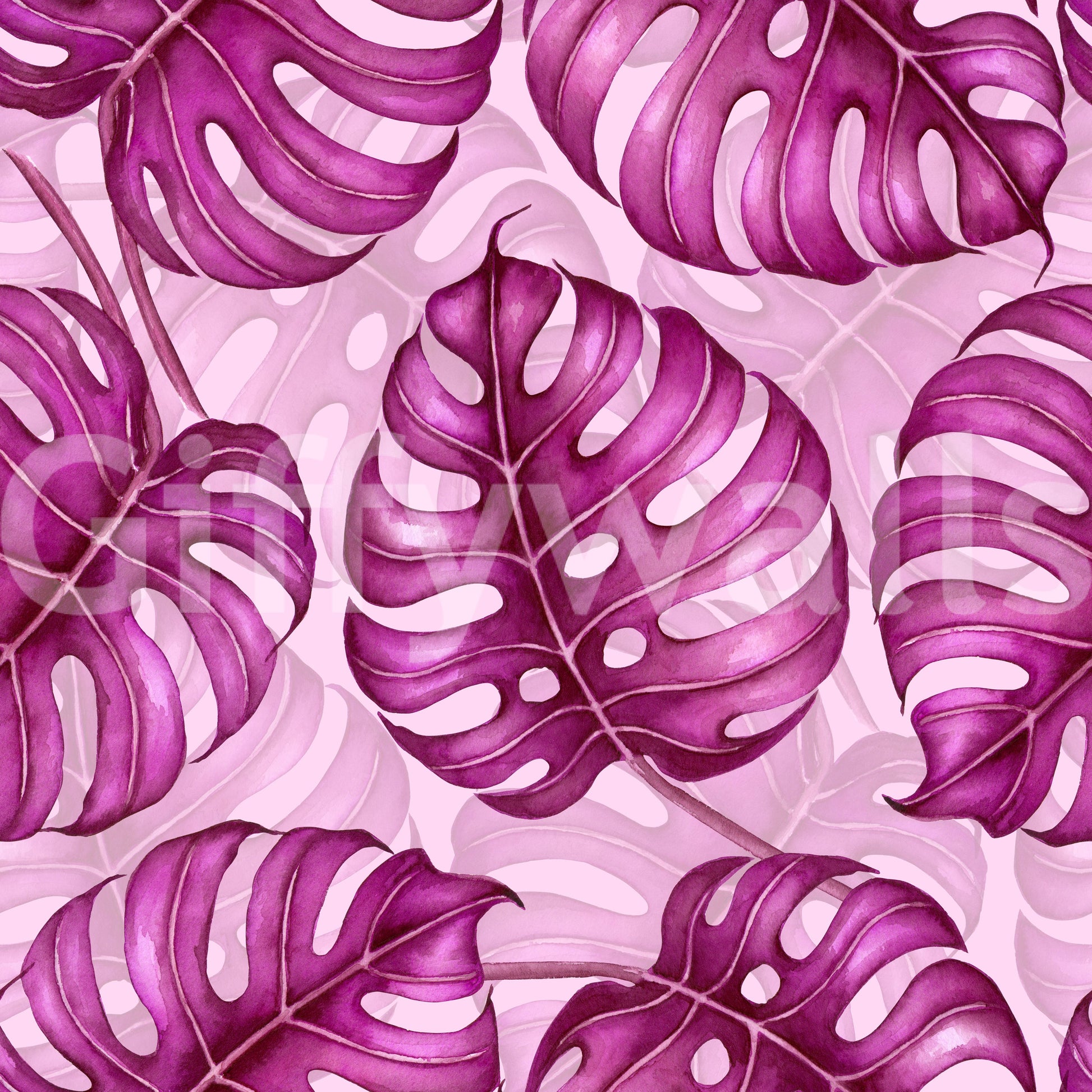 Monstera watercolor in purple Wallpaper⁠