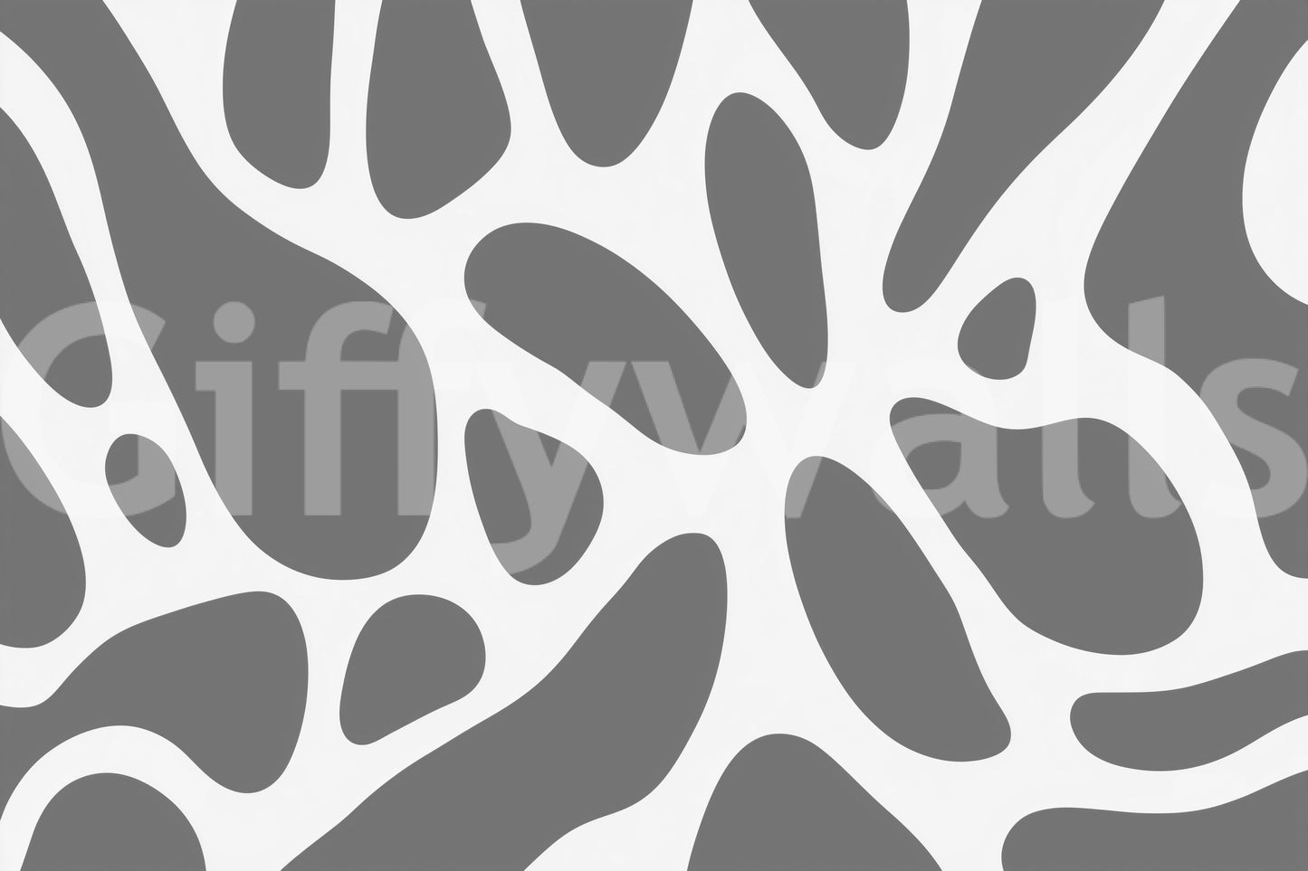 Gray Abstract Organic Fluid Shapes Wallpaper Wall Mural