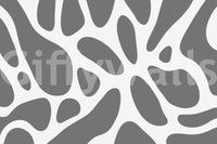 Gray Abstract Organic Fluid Shapes Wallpaper Wall Mural