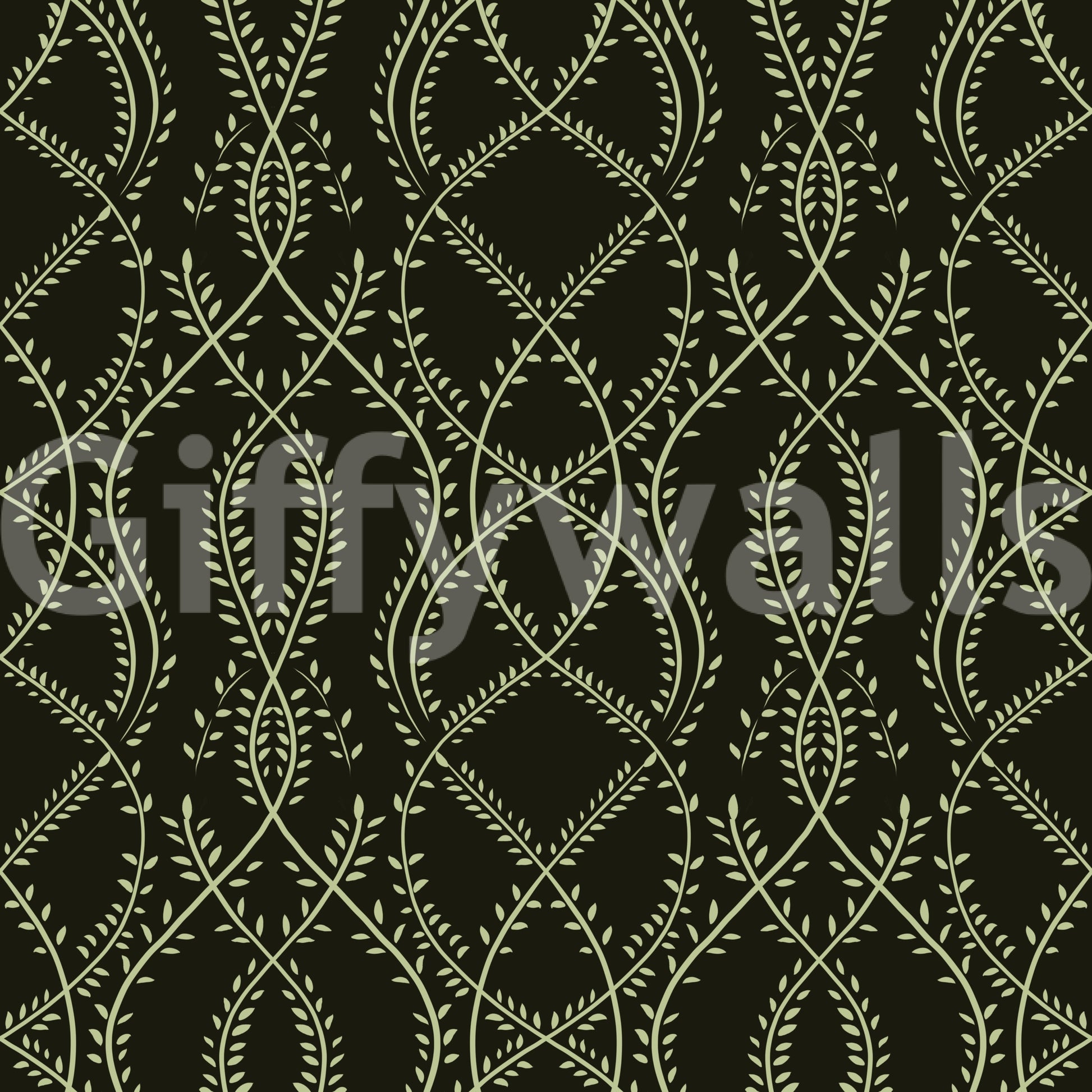 Midnight Ivy Interlaced Vine Botanical Pattern Wallpaper⁠