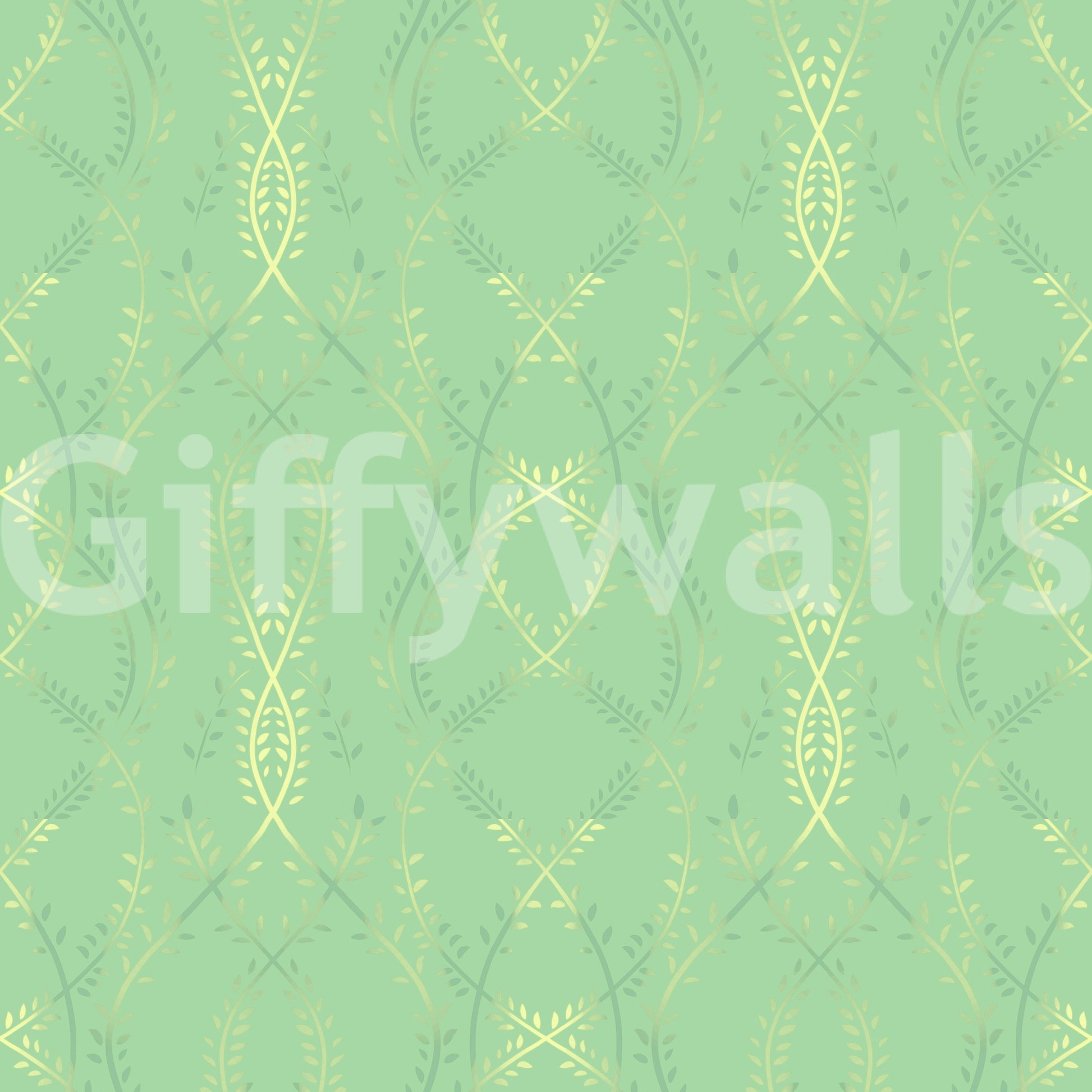 Sage and Gold Whispering Vines Trellis Wallpaper⁠