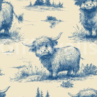 Whimsical Vintage Highland Cow Wallpaper Wallpaper⁠