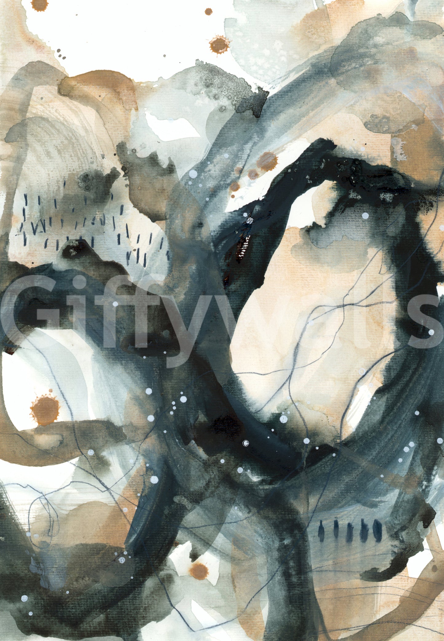 Abstract Ink Wash Wall Mural
