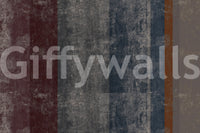 Distressed Concrete Block & Rust Stripe Wallpaper Wall Mural