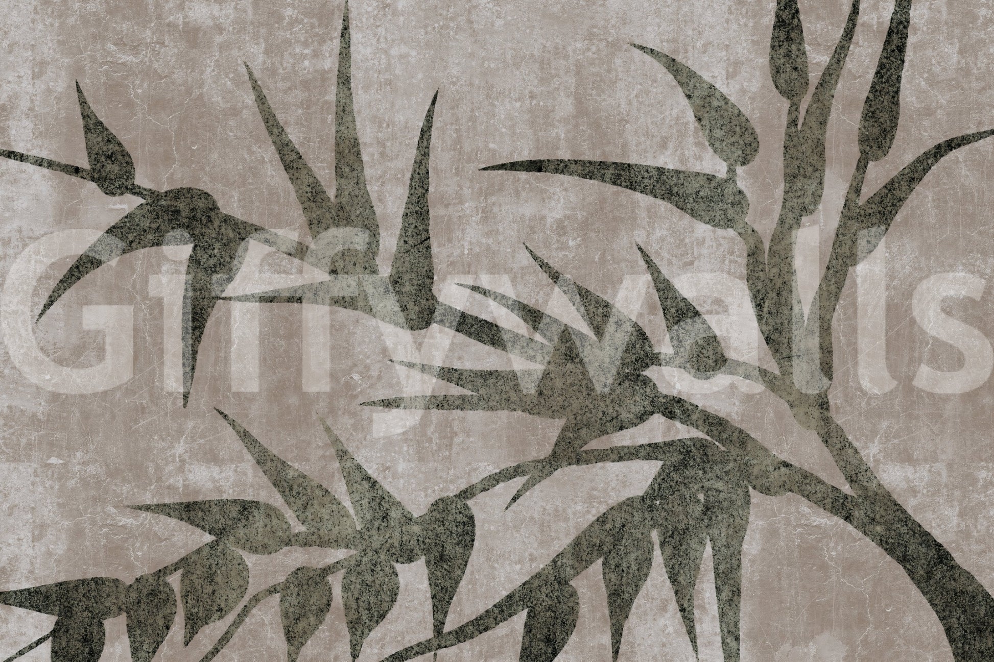 Rustic Moss Green Bamboo Wall Mural