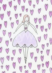 Sweet Ballerina and Pink Hearts Whimsical Wallpaper Wall Mural