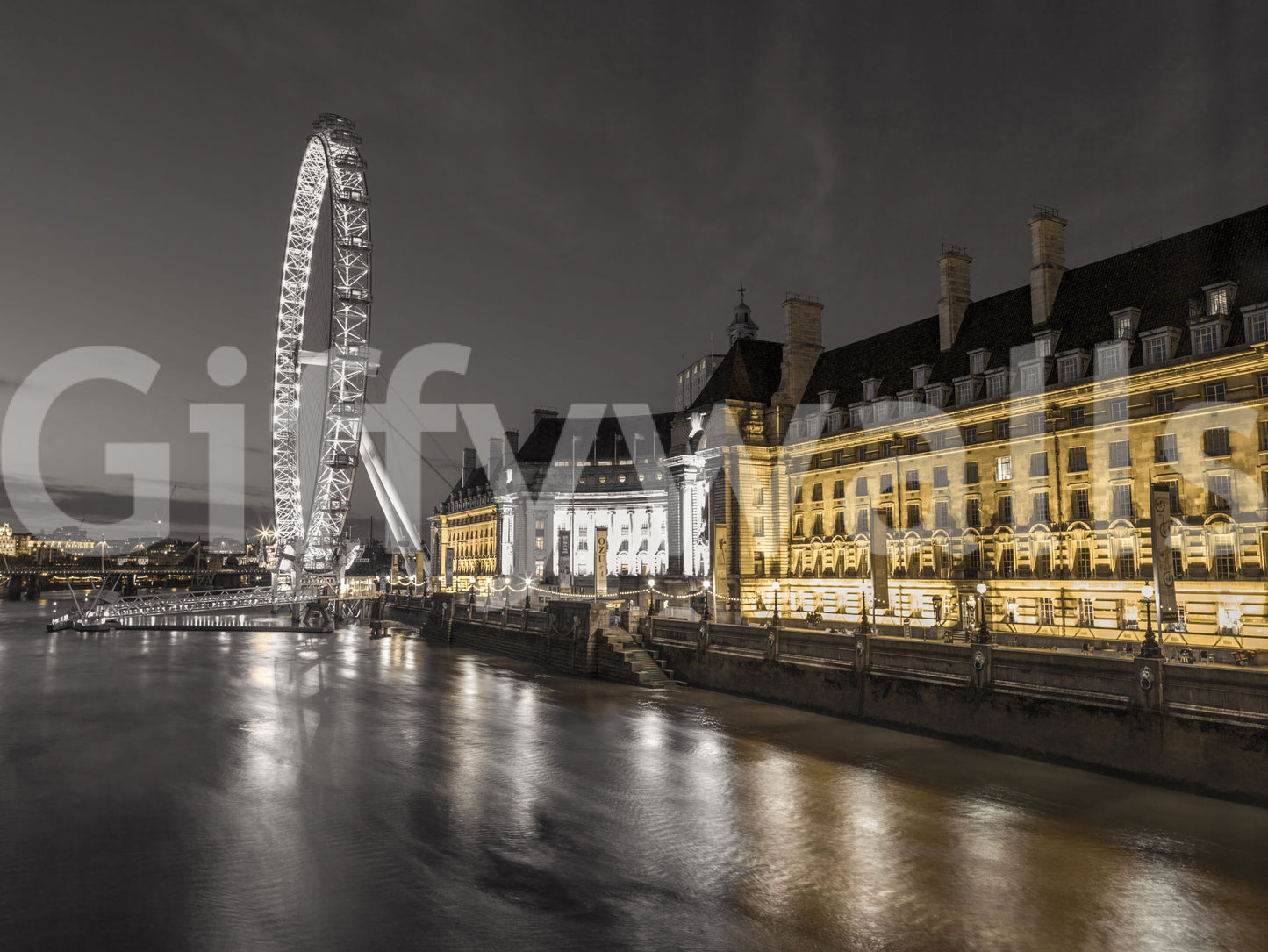 Nocturnal London Eye and County Hall Wall Mural