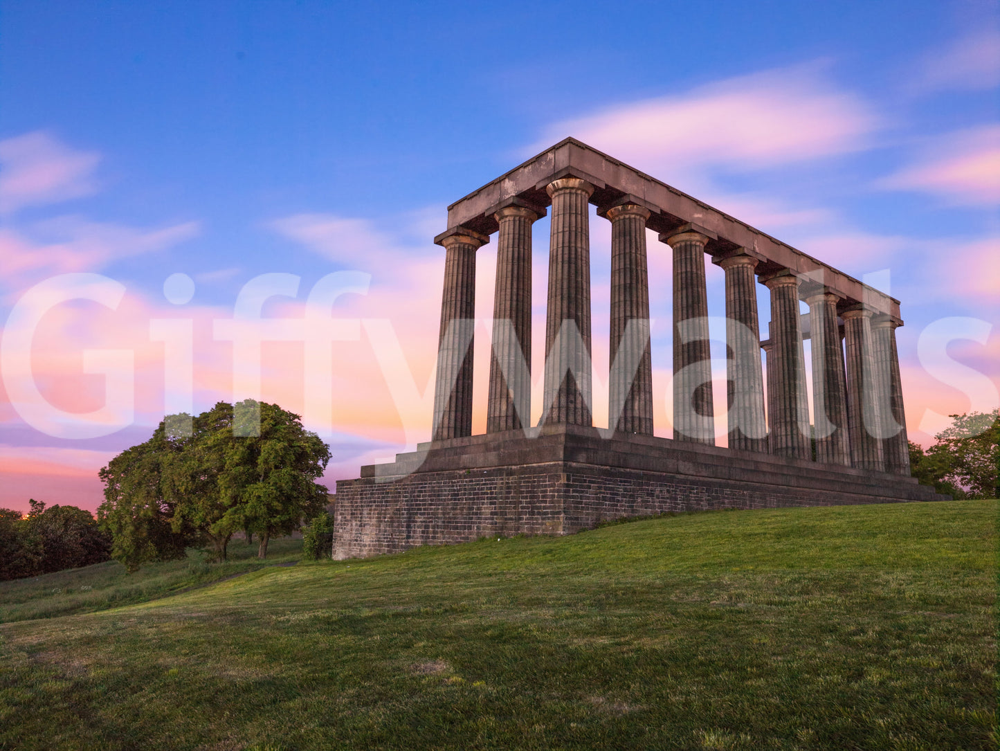Sunset Over Calton Hill Colonnade Wall Mural