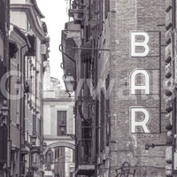 Vintage Neon Sign on Rome Shuttered Street Wall Mural