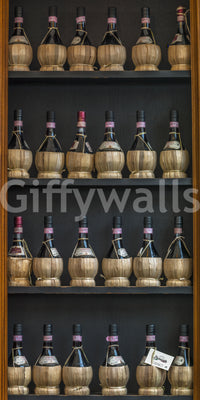 Tuscan Chianti Bottles in Straw Fiaschi Wall Mural